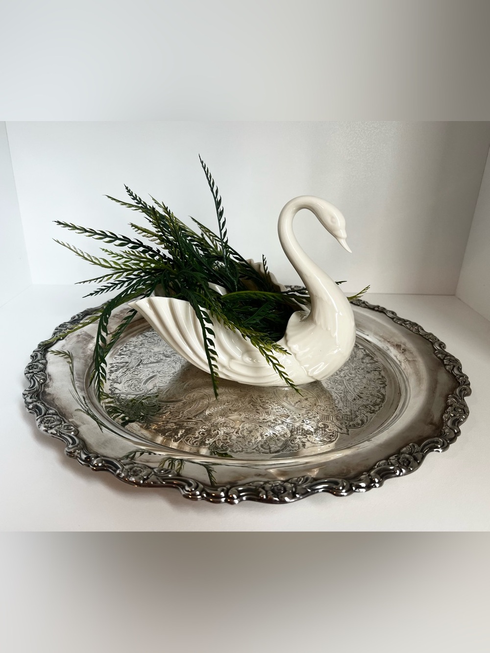 Vintage Oneida Silverplate Tray | Ornate Floral Border